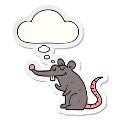 cartoon rat and thought bubble as a printed sticker