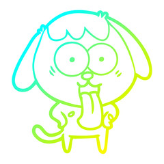 cold gradient line drawing cute cartoon dog