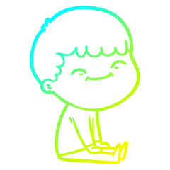 cold gradient line drawing cartoon happy boy