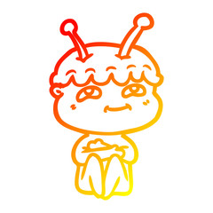 warm gradient line drawing friendly cartoon spaceman
