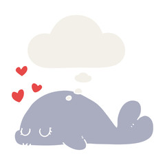 cute cartoon dolphin and thought bubble in retro style