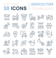 Set Vector Line Icons of Agriculture Technology