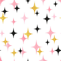 Seamless starburst pattern. Vector abstract stars background