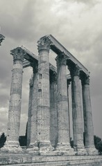 Temple of Zeus, Athens Greece, black and white