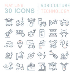 Set Vector Line Icons of Agriculture Technology