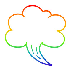 rainbow gradient line drawing cartoon whooshing cloud