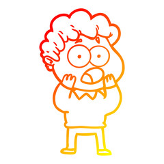 Fototapeta premium warm gradient line drawing cartoon man gasping in surprise