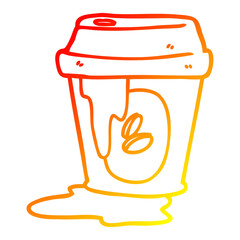 warm gradient line drawing messy coffee cup cartoon