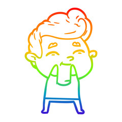 rainbow gradient line drawing happy cartoon man