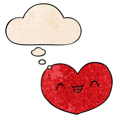 cartoon love heart and thought bubble in grunge texture pattern style