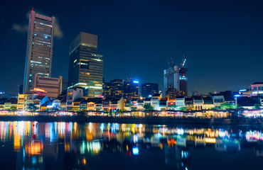 Cafes and restaurants at night in Singapore