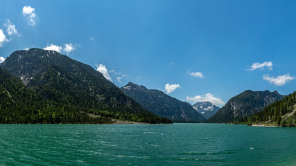 lake plansee in austrian alps, tyrol, austria