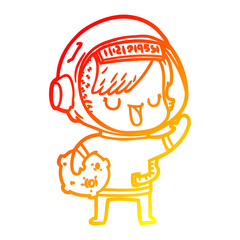 warm gradient line drawing cartoon astronaut woman