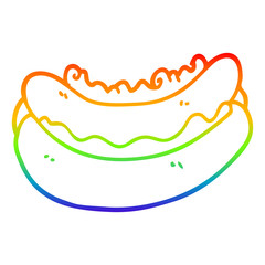 rainbow gradient line drawing cartoon hotdog