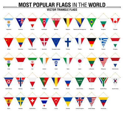 world flags with triangles