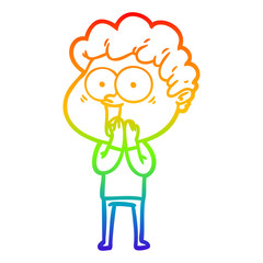 rainbow gradient line drawing cartoon happy man