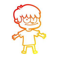 warm gradient line drawing happy cartoon man