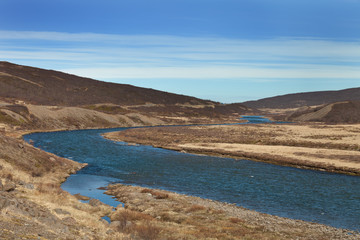 Beautiful multicolored spring landscape of Iceland