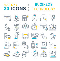 Set Vector Line Icons of Business Technology