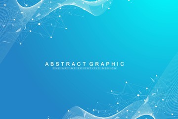 Geometric graphic background molecule and communication. Connected lines with dots. Minimalism chaotic illustration background. Concept of the science, chemistry, biology, medicine, technology vector