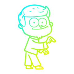 Obraz premium cold gradient line drawing cartoon happy man