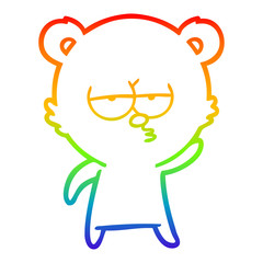 rainbow gradient line drawing bored polar bear cartoon