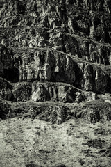 Empty stony surface of mountain in Iceland. Toned