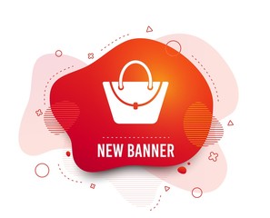 Fluid badge. Woman bag icon. Female handbag sign. Glamour casual baggage symbol. Abstract shape. Gradient woman bag icon. Flyer liquid banner. Vector