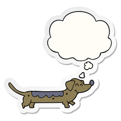 cartoon dog and thought bubble as a printed sticker