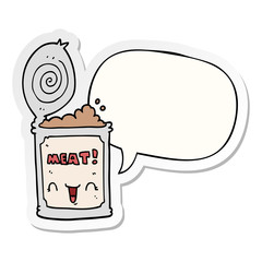 cartoon canned meat and speech bubble sticker