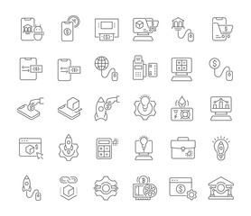 Set Vector Line Icons of Business Technology