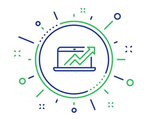 Data Analysis and Statistics line icon. Report graph or Chart sign. Computer data processing symbol. Quality design elements. Technology sales diagram button. Editable stroke. Vector