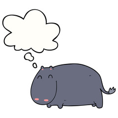 cartoon hippo and thought bubble