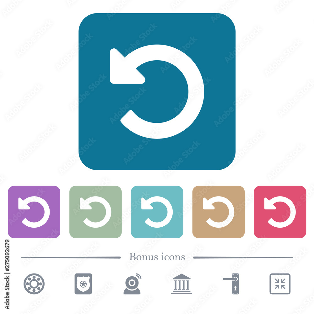 Poster undo changes flat icons on color rounded square backgrounds