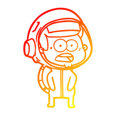 warm gradient line drawing cartoon surprised astronaut