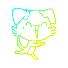 cold gradient line drawing happy little dog cartoon