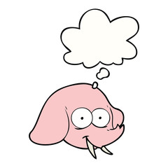 cartoon elephant face and thought bubble