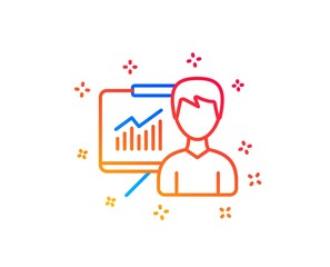 Presentation line icon. Education board sign. Lecture with Charts symbol. Gradient design elements. Linear presentation icon. Random shapes. Vector