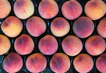 Image of peaches in boxes