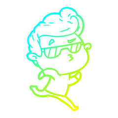 cold gradient line drawing cartoon cool guy