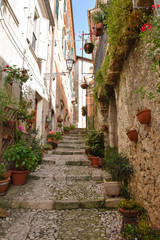 Fototapeta na wymiar Streets in the historic center of Atina, Italian village