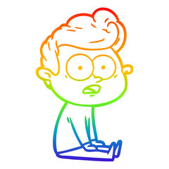 rainbow gradient line drawing cartoon staring man