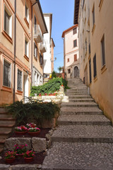 Fototapeta na wymiar Streets in the historic center of Atina, Italian village