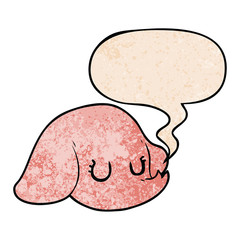 cartoon elephant face and speech bubble in retro texture style