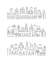 Fototapeta premium Linear Banners of UAE, Bahrain, Qatar