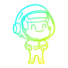 cold gradient line drawing happy cartoon astronaut man