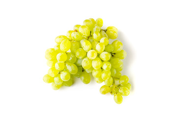 Fresh green grapes isolated on white background