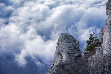 Clouds and rocks. Mountain range Demerdzhi