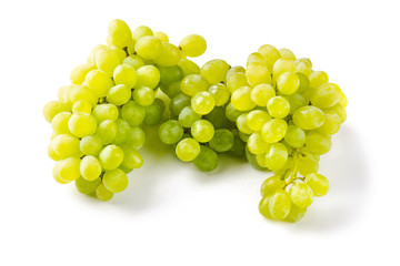 Fresh green grapes isolated on white background