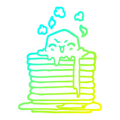 cold gradient line drawing cartoon butter melting on pancakes